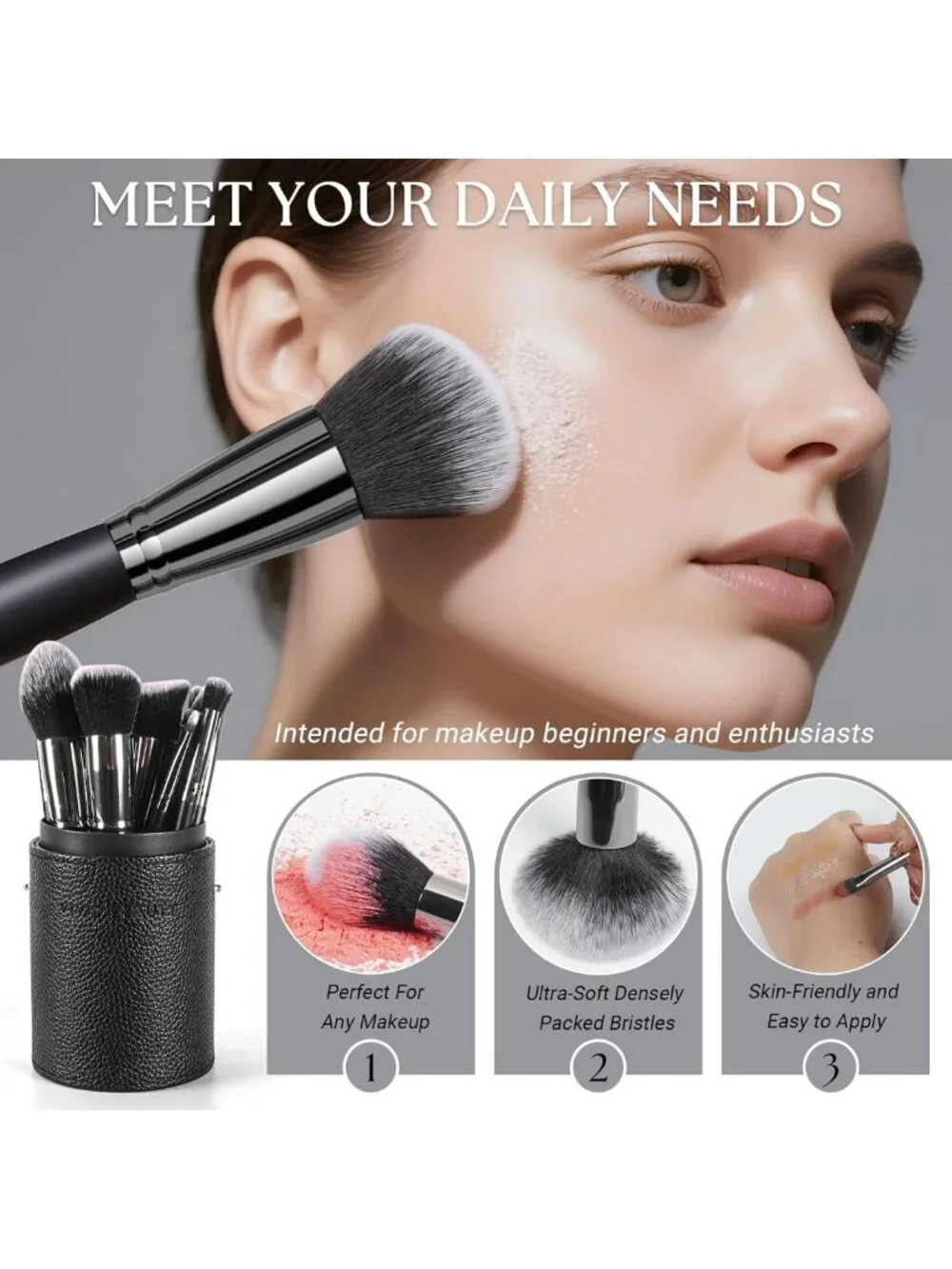 18-Piece Makeup Brush Set with Travel Case - Premium Blending, Foundation